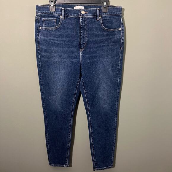 LOFT Modern Denim High Waist Skinny Ankle Jeans, Vintage Dark Wash, Size 32 / 14 - Picture 3 of 12